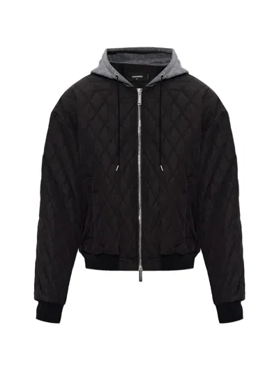 Dsquared2 Hooded Quilted Bomber Jacket In Multi