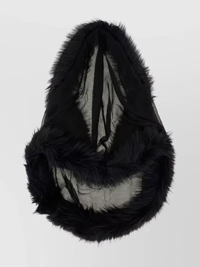 DSQUARED2 HOODED SCARF WITH FAUX FUR TRIM