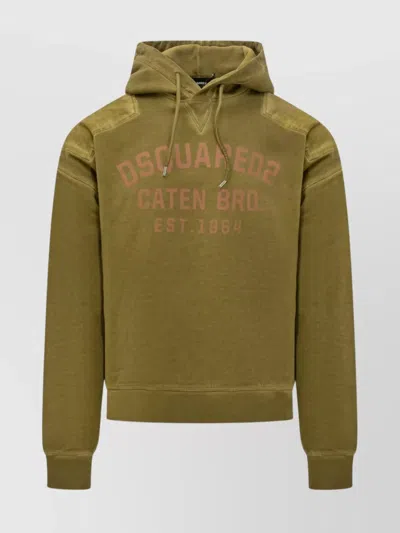 DSQUARED2 HOODED SWEATER WITH DRAWSTRING AND RIBBED CUFFS