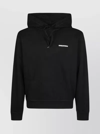 DSQUARED2 HOODED SWEATER WITH RIBBED CUFFS AND HEM