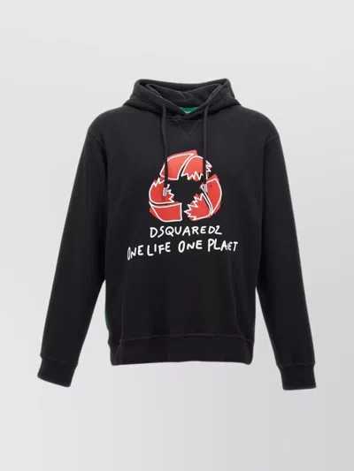 Dsquared2 Hooded Sweatshirt 'recycled Leaf' Life P In Black