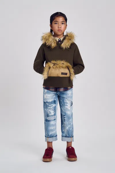 Dsquared2 Kids' Hooded Sweatshirt With Logo In Brown