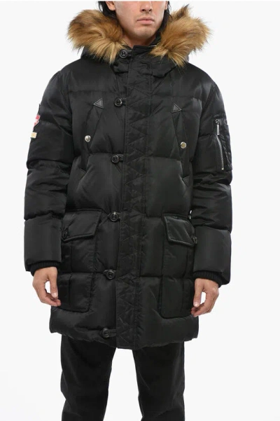 Dsquared2 Hooded Utility Down Jacket In Black