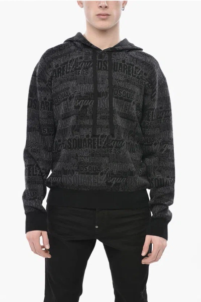 Dsquared2 Hooded Wool Sweater In Black