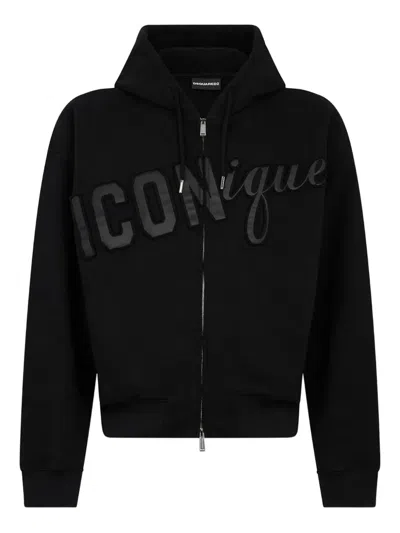 Dsquared2 Hooded Zip Hoodie In Black