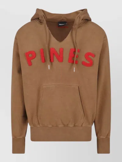 Dsquared2 Hooded Sweatshirt Drawstring Hood Front Pocket In Brown