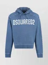 Dsquared2 Hoodie Drawstring Destroyed Cotton In Blue