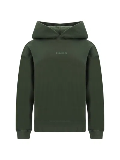 Dsquared2 Cotton Hoodie Adjustable Drawstring In Green