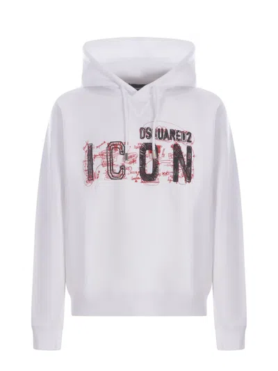 Dsquared2 Hoodie Sweatshirt  Scribble Made Of Cotton In Bianco