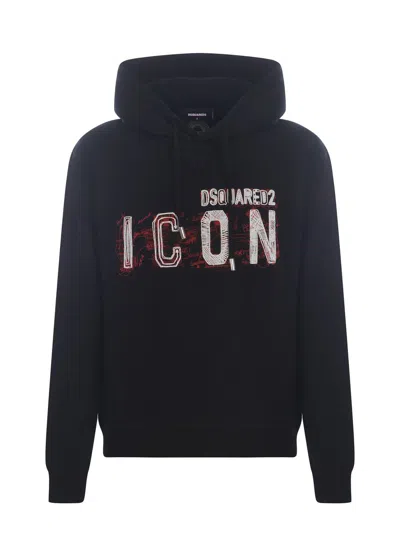 Dsquared2 Hoodie Sweatshirt  "scribble" In Blue