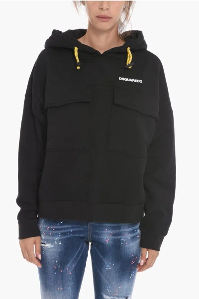 Dsquared2 Hoodie Sweatshirt With Flap Pockets In Black