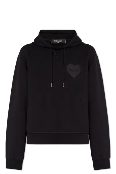 Dsquared2 Rhinestone-embellished Logo Hoodie In Black