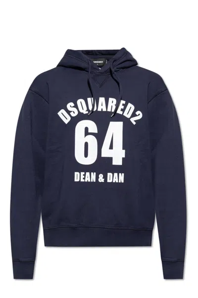 Dsquared2 Hoodie With Logo In Navy Blue