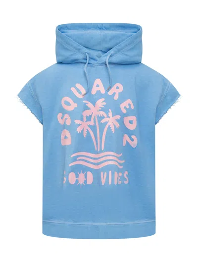 Dsquared2 Hoodie With Logo Print In Light Blue