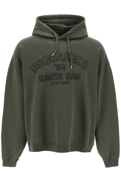 Dsquared2 Hoodie With Logo Print In Military Green (khaki)