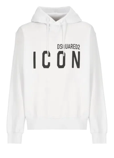 Dsquared2 Icon Paint-splatter Cotton Hoodie In 100
