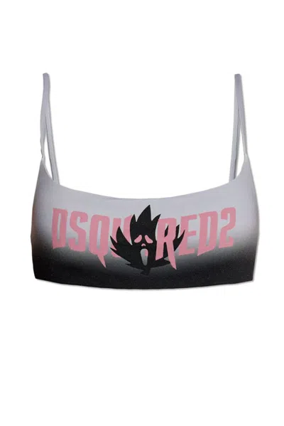 Dsquared2 Logo-print Bikini Top In Multi