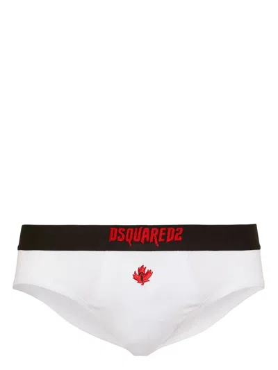 Dsquared2 Horror Maple Leaf-embroidered Briefs In White