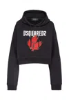 Dsquared2 Maple Leaf Cotton Hoodie In Black