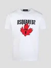 Dsquared2 White Crewneck T-shirt Witrh Screaming Maple