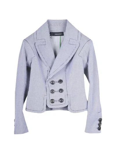 Dsquared2 Houndstooth Double-breasted Blazer In Blue