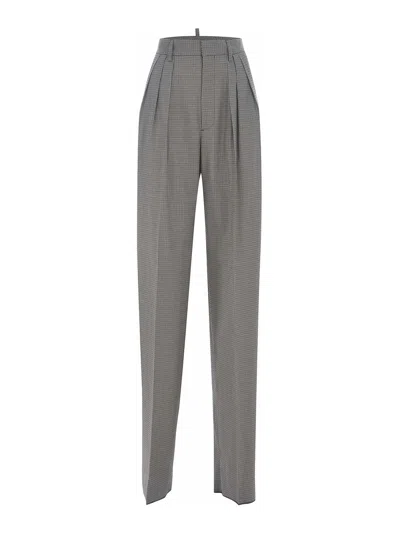 DSQUARED2 HOUNDSTOOTH WOOL BLEND TROUSERS