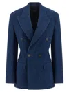 Dsquared2 Hourglass Double-breasted Denim Blazer With Monogram Canvas Lining In Black