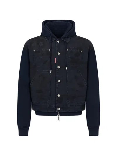 Dsquared2 Hybrid Hooded Carpenter Kaban Jacket In Blue