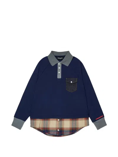 Dsquared2 Kids' Hybrid Layered-effect Polo Shirt In Blue
