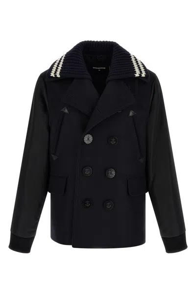 Dsquared2 'hybrid Peacoat' Coat In Blue