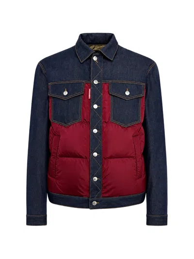 Dsquared2 Hybrid Puffer Jean Jacket In Blue