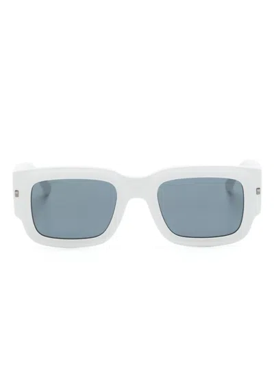 Dsquared2 Hype Logo-print Rectangle-frame Sunglasses In White