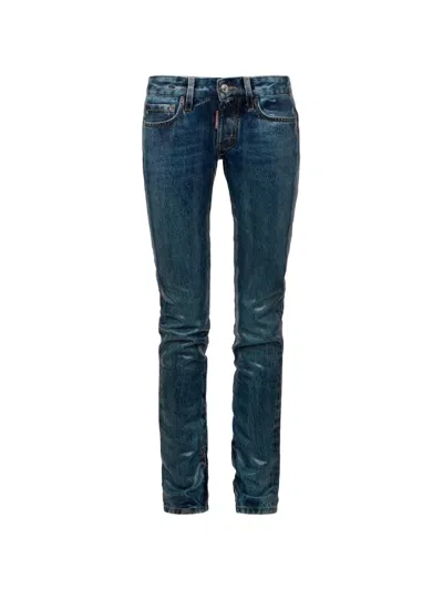 Dsquared2 Iced-wash Skinny Jeans In Blue