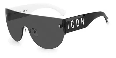 Dsquared2 Icon 0002/s 80s/ir Men's Sunglasses Black Size 99 In Black White