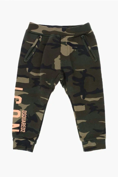 Dsquared2 Babies' Icon 3 Pockets Camouflage Joggers In Green