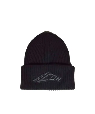 Dsquared2 Icon Ribbed-knit Beanie In Black
