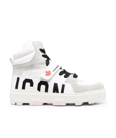 Dsquared2 Icon Basket Sneakers In White