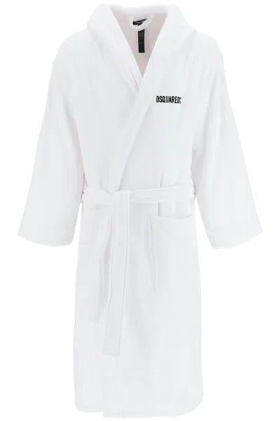 Dsquared2 Bathrobe With Logo In White