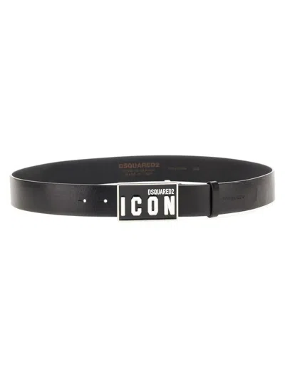 Dsquared2 Icon Buckle Belt In Black