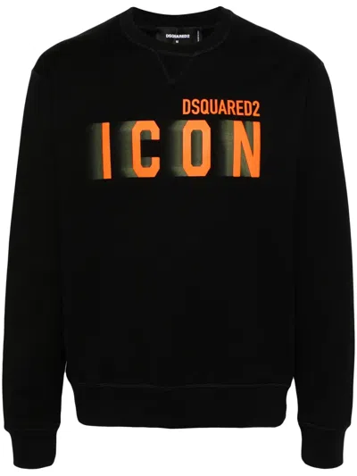 Dsquared2 Icon Blur Cool Fit Cotton Sweatshirt In Black