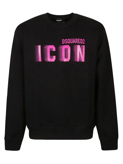 Dsquared2 Icon Blur Cool Fit Sweatshirt In Black/pink Fluo