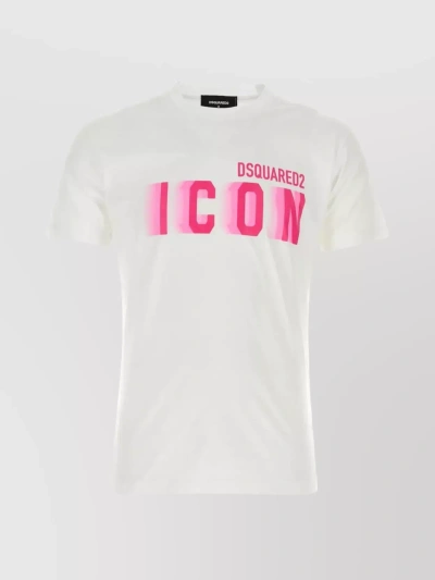 Dsquared2 Icon Blur Print Cotton Crew-neck T-shirt In Pink