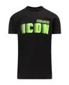 Dsquared2 Icon Blur-print Cotton T-shirt In X Black Green Fluo