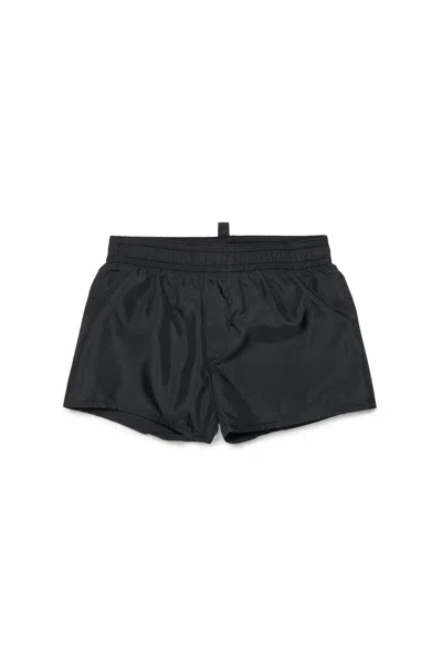 Dsquared2 Icon Branded Boxer Swimsuit In Black