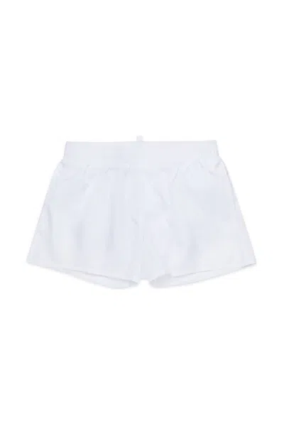 Dsquared2 Kids' Icon Branded Boxer Swimsuit In White