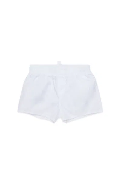 Dsquared2 Icon Branded Boxer Swimsuit In White