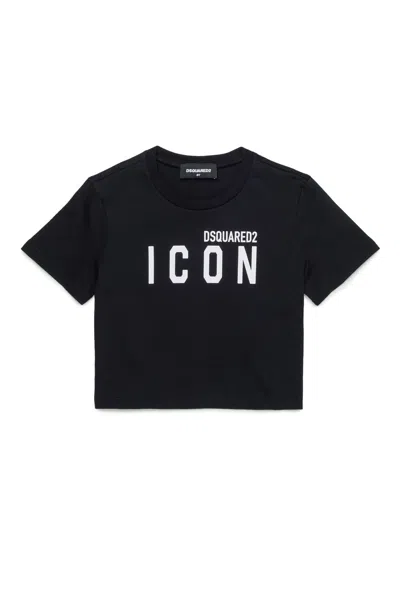 DSQUARED2 ICON BRANDED CROPPED T-SHIRT