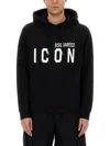 Dsquared2 Icon Logo Black Sweatshirt With Classic Hood In Black