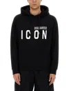 Dsquared2 Icon Logo Black Sweatshirt With Classic Hood In Black