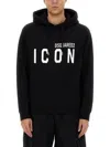Dsquared2 Icon Logo Black Sweatshirt With Classic Hood In Black